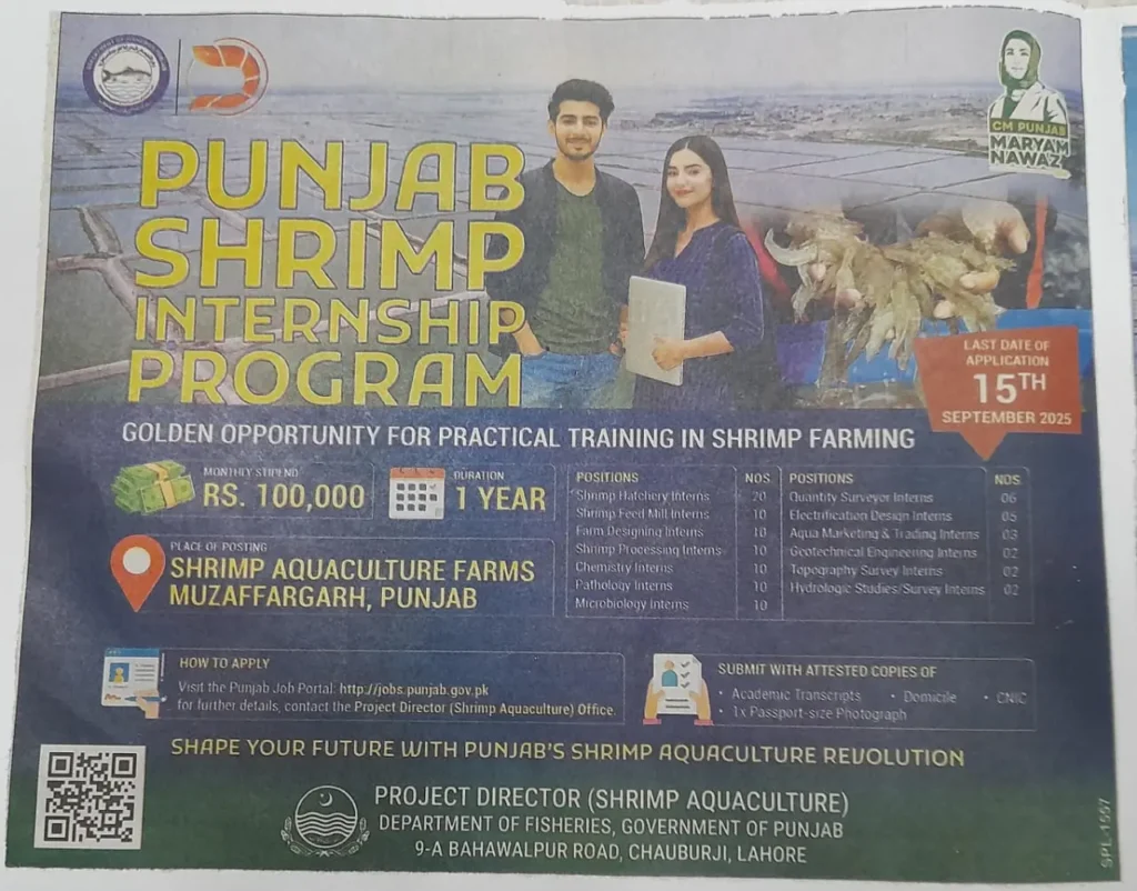 CM Punjab Shrimp Internship Program 2025 