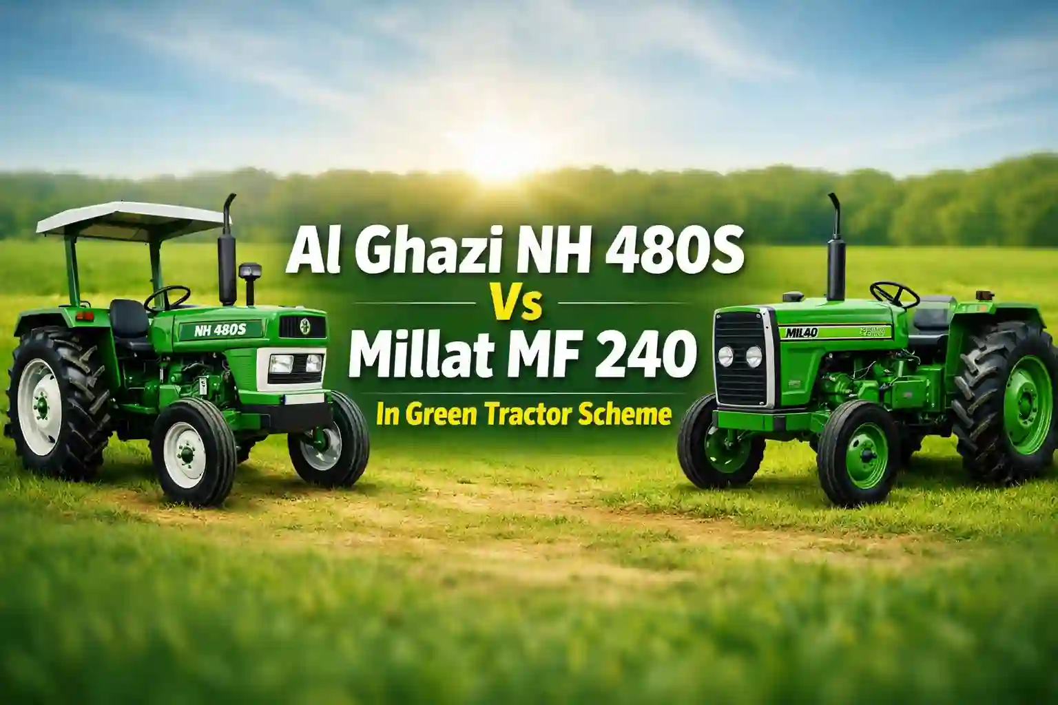 Al Ghazi NH 480S Vs Millat MF 240 In Green Tractor Scheme
